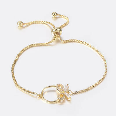 Adjustable Brass Micro Pave Cubic Zirconia Bolo Bracelets