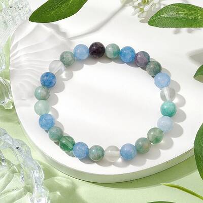 Natural Mixed Gemstone Beads Thread Stretch Bracelets for Women