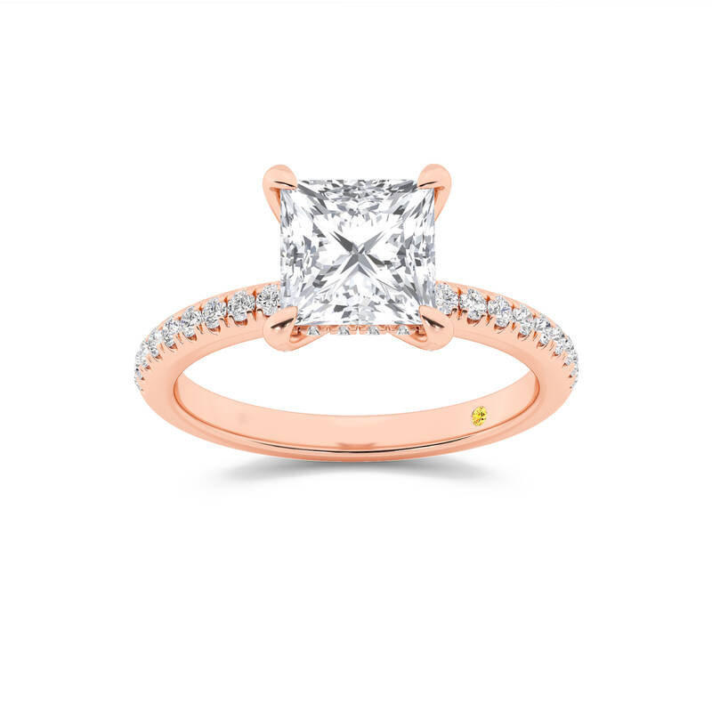 Aurelia Half Coverage Hidden Halo Princess Cut Lab Grown Diamond Engagement Ring | 18K Rose Gold 3 1/2 CT. TW.