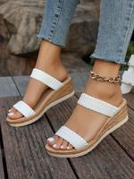 Women's Fashionable Woven Rope Design Wedge Sandals, Casual Comfortable Slingback Sandals for Summer, Non-slip Platform Sanda...