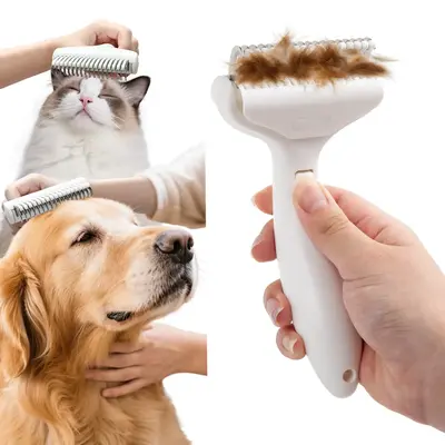 Pet Grooming Brush for Dogs & Cats: Skin-Friendly Deshedding Tool with Massage Function, Effective Hair Removal for Long & Sh...