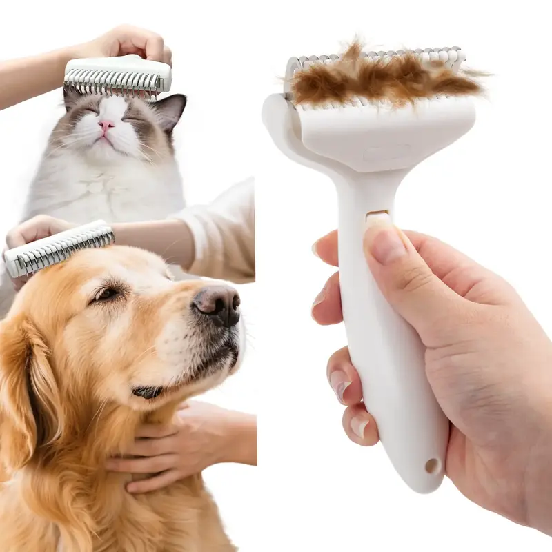 Pet Grooming Brush for Dogs & Cats: Skin-Friendly Deshedding Tool with Massage Function, Effective Hair Removal for Long & Sh...