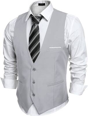 Slim Fit Jacket Vest (US Only), Grey / S
