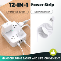 Fathersdaygift MIFASO 12-in-1 Power Strip with 8 AC Outlets, 4 USB Ports (1 USB-C), Surge and Overload Protection, UL Certifi...