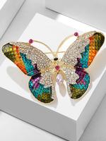 Butterfly Design Brooch, Rhinestone Decorated Brooch Pin, Fashion Accessories for Women & Men, Trendy All-match & Exquisite B...