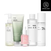 [Anua Official Shop] Korean Glass Skin Set (Oil Cleanser + Deep Cleansing foam + Heartleaf Toner + Pink Serum + Calming Moist...
