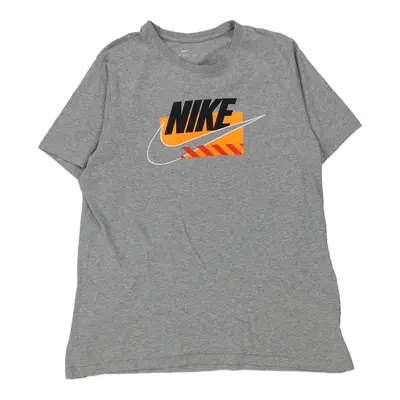 Nike Spellout T-Shirt - Large Grey Cotton