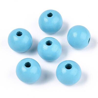 Spray Painted Round Natural Schima Wood Beads