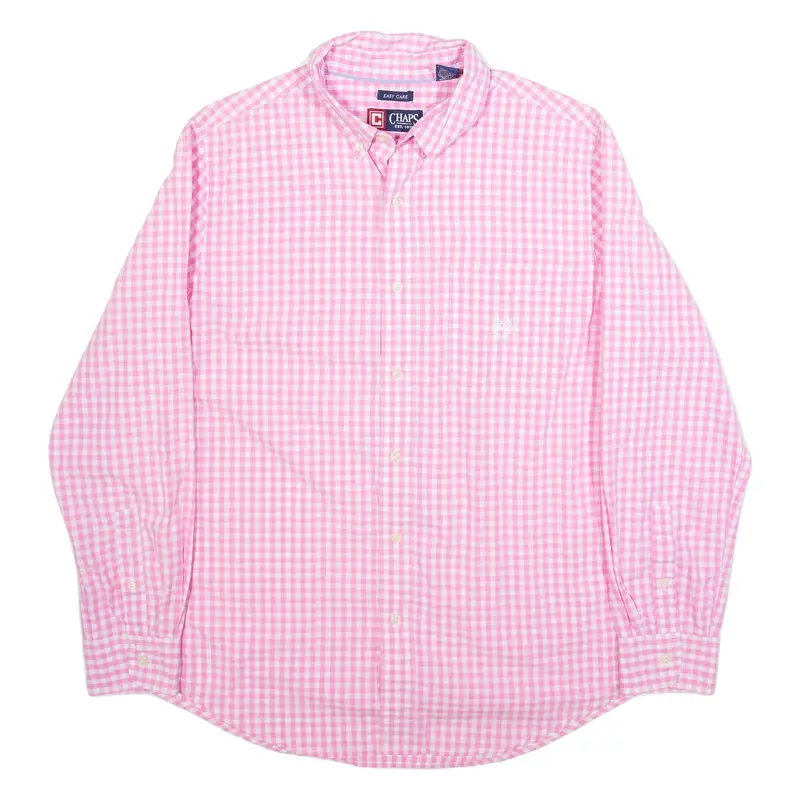 CHAPS Womens Shirt Pink Gingham Long Sleeve M
