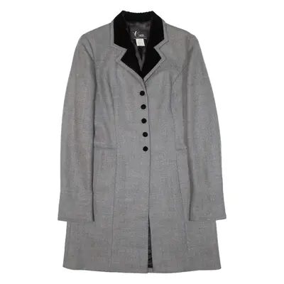 SUITE Womens Overcoat Coat Grey Knit Wool M
