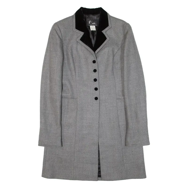 SUITE Womens Overcoat Coat Grey Knit Wool M