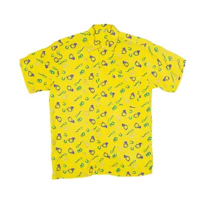 Instrument Brass Horn Music Plain Shirt Yellow 90s Short Sleeve Mens S