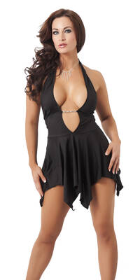 Yakshi - Black Mini Dress With Plunging Neckline