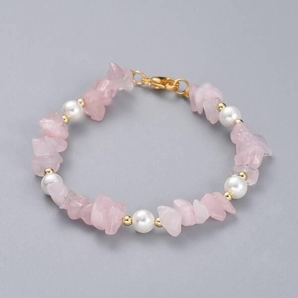 Natural Rose Quartz Chip Beaded Bracelets