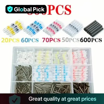 Car Heat Shrink Butt Crimp Terminal Kit, Waterproof Solder Seal Electrical Connectors, Suitable for Automotive & Marine Wirin...