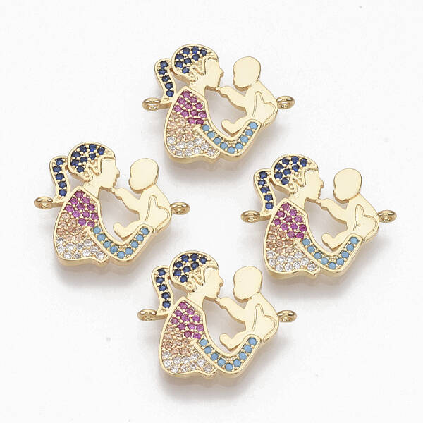 Brass Micro Pave Cubic Zirconia Links connectors