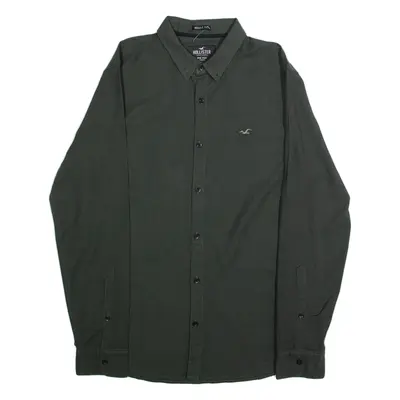 HOLLISTER Mens Plain Shirt Green Long Sleeve L