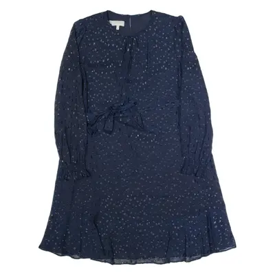 HOBBS LONDON Oversized Womens Day Dress Blue Spotted Knee Length UK 10