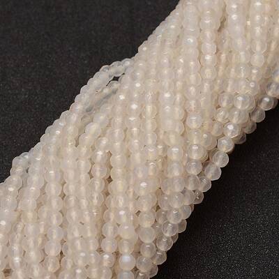 Natural White Agate Bead Strands
