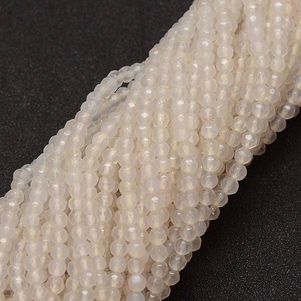 Natural White Agate Bead Strands