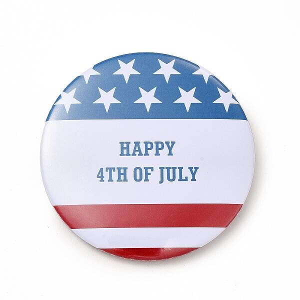 Independence Day Flat Round Tinplate Badge Pins