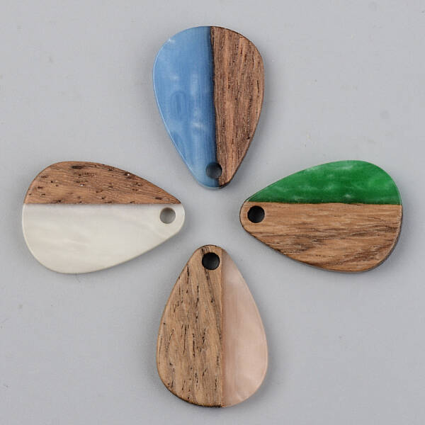Opaque Resin & Walnut Wood Pendants