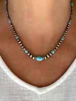 Boho Style Turquoise Decor Beaded Necklace & Dangle Earrings, Vintage Trendy Jewelry Set, Fashion Accessories for Women & Gir...