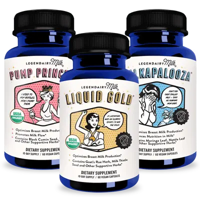 Lactation Bundle - Legendairy Milk - Lactation - Pump Princess, Liquid Gold, & Milkapalooza - USDA Organic Dietary Supplement...