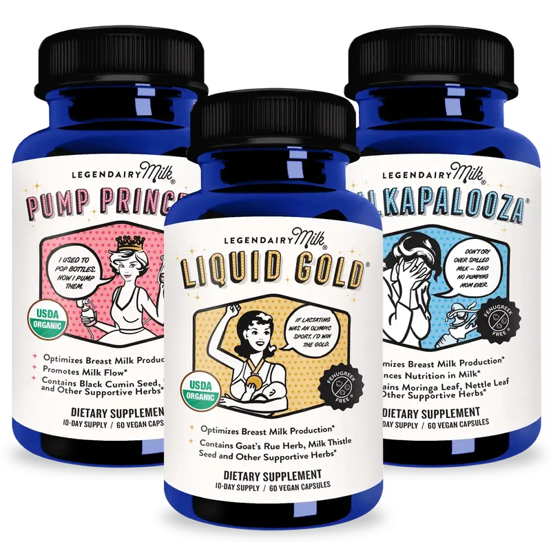 Lactation Bundle - Legendairy Milk - Lactation - Pump Princess, Liquid Gold, & Milkapalooza - USDA Organic Dietary Supplement...