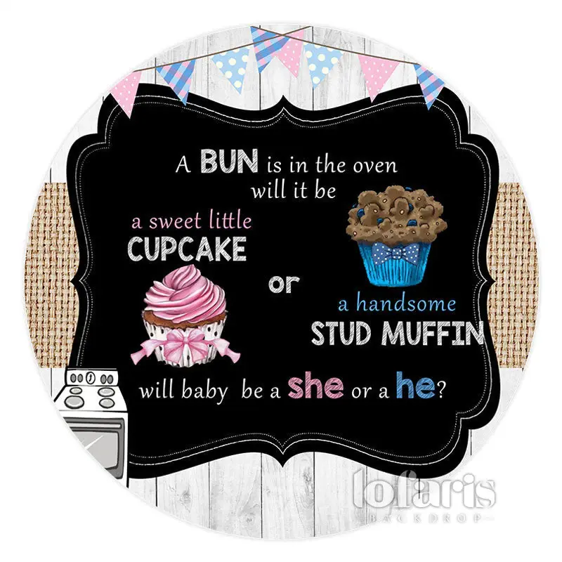 Aperturee Cupcake Or Stud Muffin Circle Baby Shower Backdrop | Circle Backdrop Baby Shower | Round Backdrop Cover Diy | Baby ...