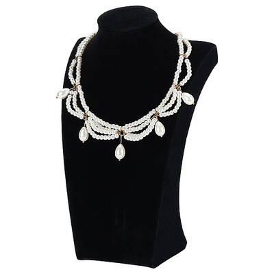 Velvet with Wood Bust Necklace Display Stands
