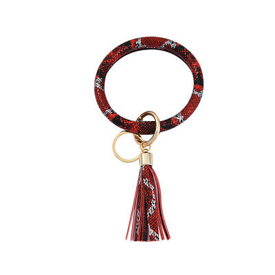 Snakeskin Pattern PU Imitaition Leather Bangle Keychains
