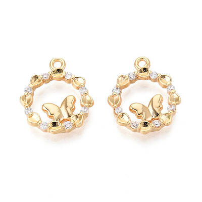 Brass Micro Pave Cubic Zirconia Pendants