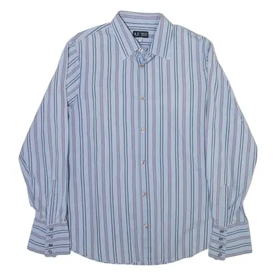 ARMANI JEANS Mens Shirt Blue Striped Long Sleeve L