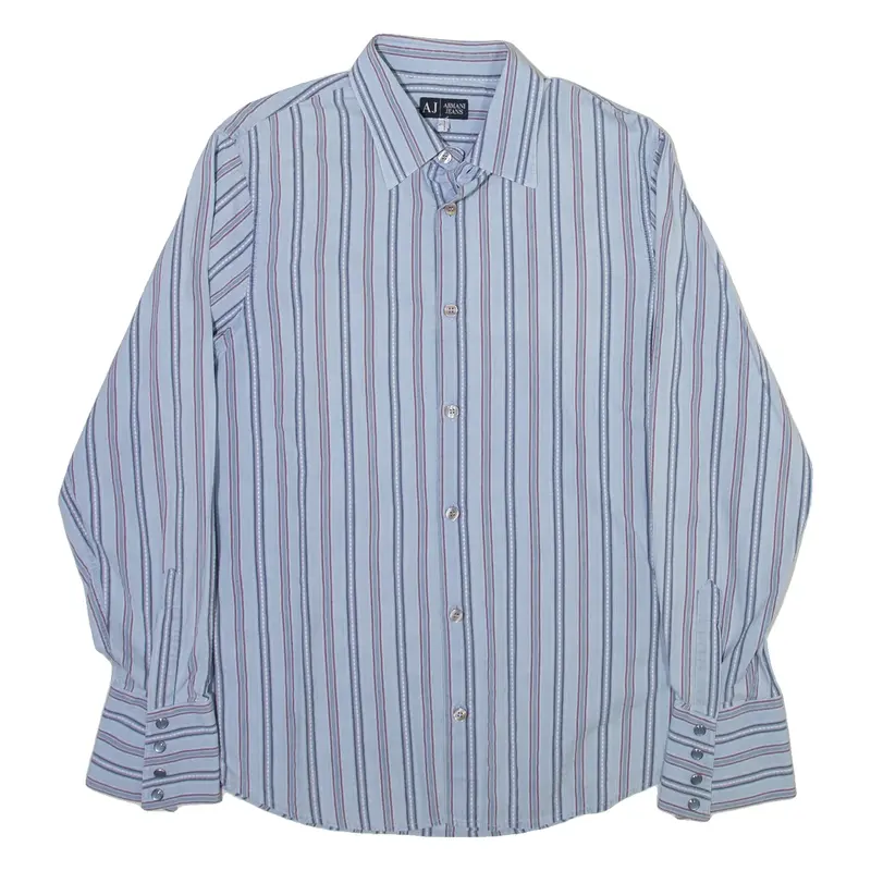 ARMANI JEANS Mens Shirt Blue Striped Long Sleeve L