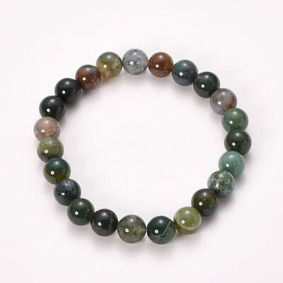 Natural Indian Agate Beaded Stretch Bracelets