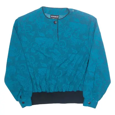NOTATIONS Womens Printed Blouse Blue Long Sleeve Floral M