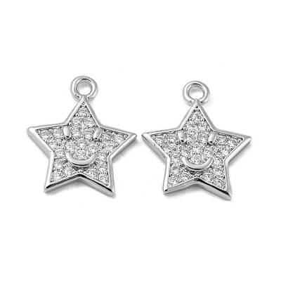 Brass Micro Pave Clear Cubic Zirconia Charms
