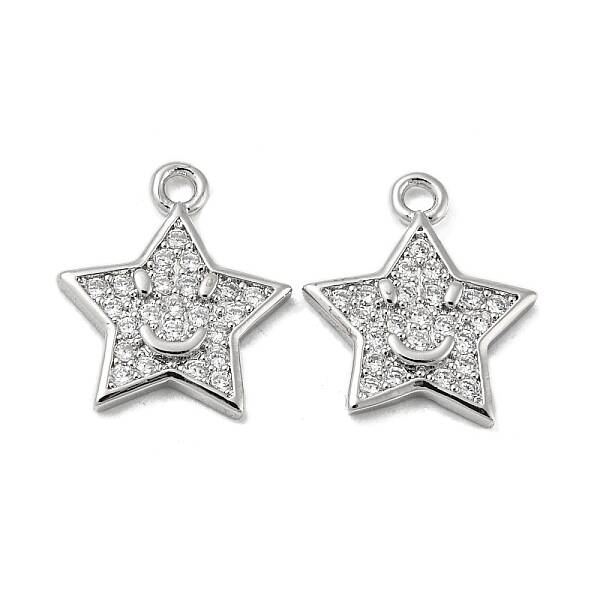 Brass Micro Pave Clear Cubic Zirconia Charms