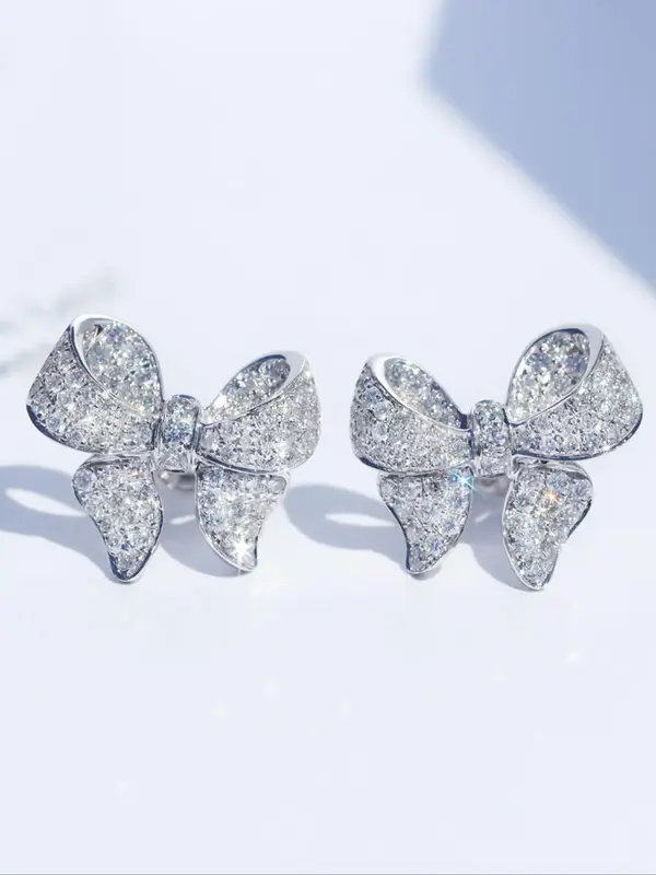 Women's Elegant Bowknot Design Stud Earrings (1 Pair), Exquisite Trendy Stud Earrings, Fashionable Jewelry for Women for Dail...