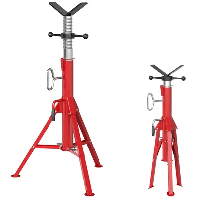 Garvee V-Head Pipe Bracket Heavy-Duty Steel Adjustable Folding Pipe Bracket for 1/2 to 12 Pipes, 24 to 42 Height, Bla...