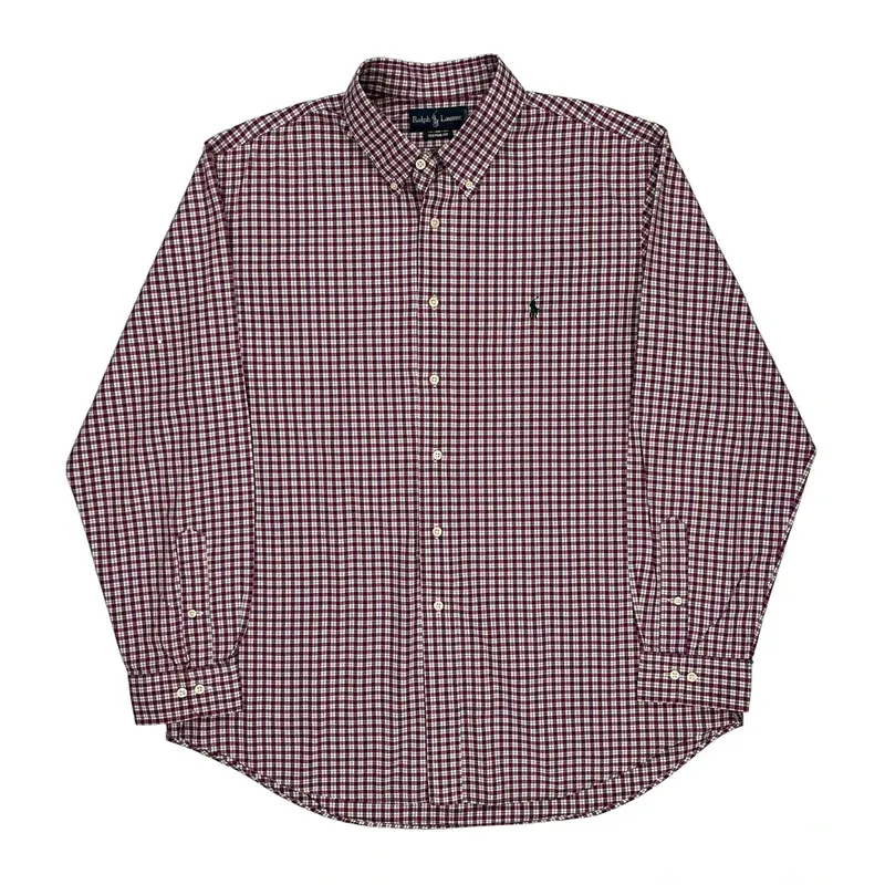 Ralph Lauren Checked Shirt - XL Burgundy Cotton
