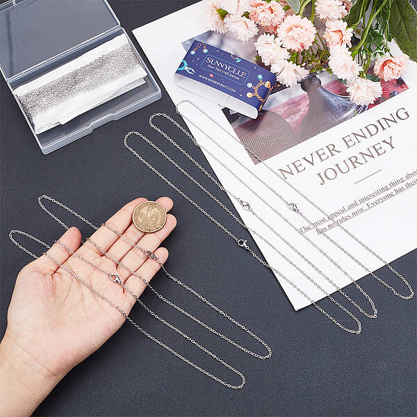 20Pcs 304 Stainless Steel Cable Chain Necklaces Set