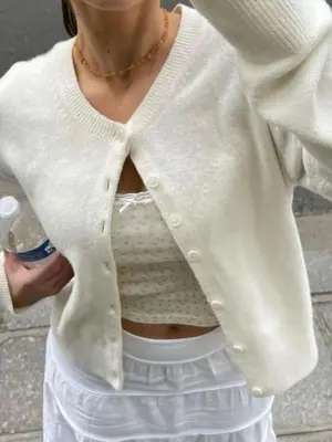 Women's Plain Button Front Cardigan, Casual Long Sleeve Round Neck Knitwear for Fall & Winter, Fashion Women's Knit Clothing ...