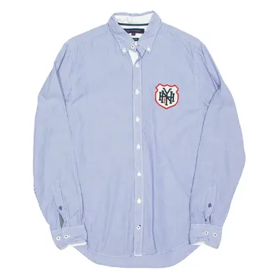 TOMMY HILFIGER Mens Shirt Blue Striped Long Sleeve S