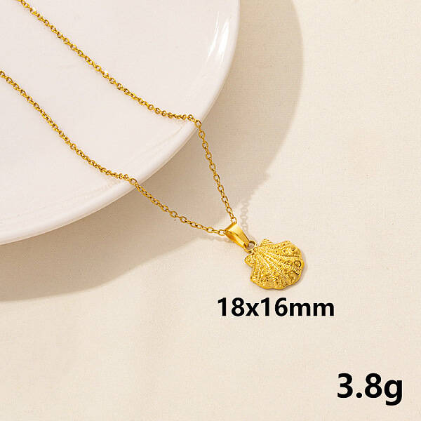 304 Stainless Steel Shell Shape Pendant Necklaces