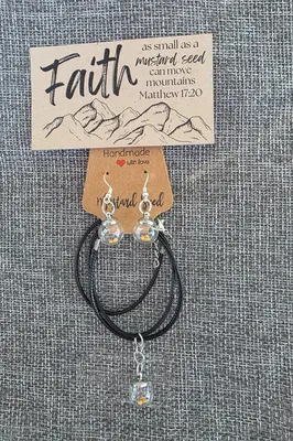 Mustard Seed Mini Glass Globe Necklace & Earring Set