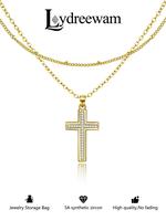 【Lydreewam5'9】Sparkling Set: 2-piece Necklace Set, Gold-plated Multi-layer Cross Necklace, Anniversary Gift, Non-fading N...