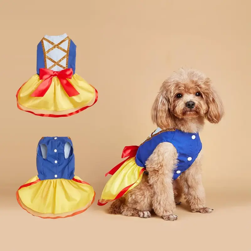 Bow Design Cute Pet Dress, Snow Princess Dress for Dogs & Cats, Fashion Pet Clothing for Party Decor