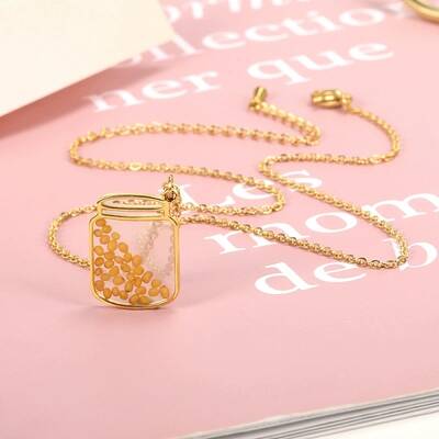 304 Stainless Steel Mustard Seed Faith Pendant Necklaces